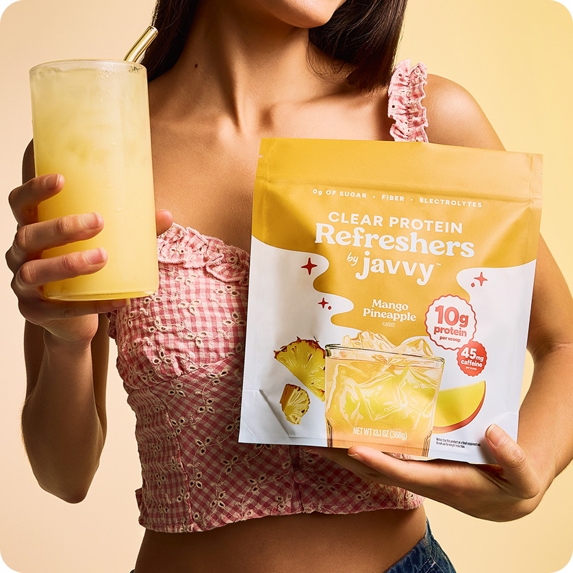 Mango Pineapple Protein Refresher held in hand