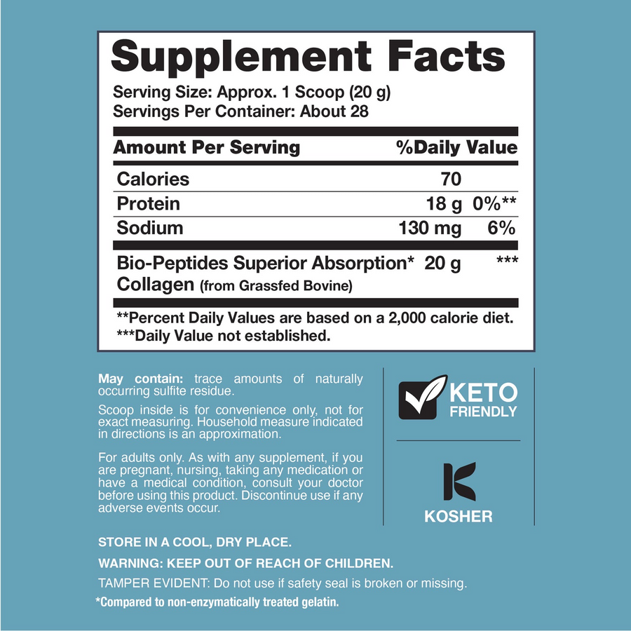 Collagen Bio-Peptides Protein Supplement Facts