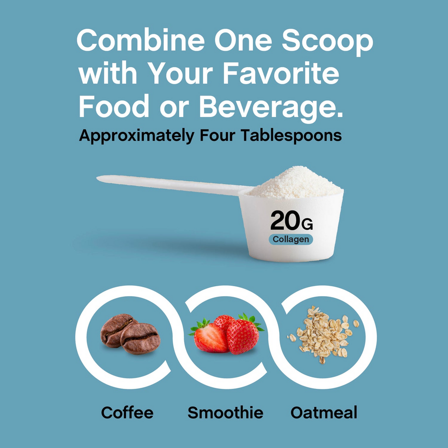 One 20 g scoop in coffee, a smoothie or oatmeal