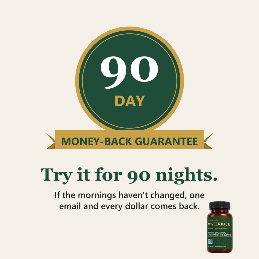 WaterBack 90-day money-back guarantee. Try it for 90 nights.